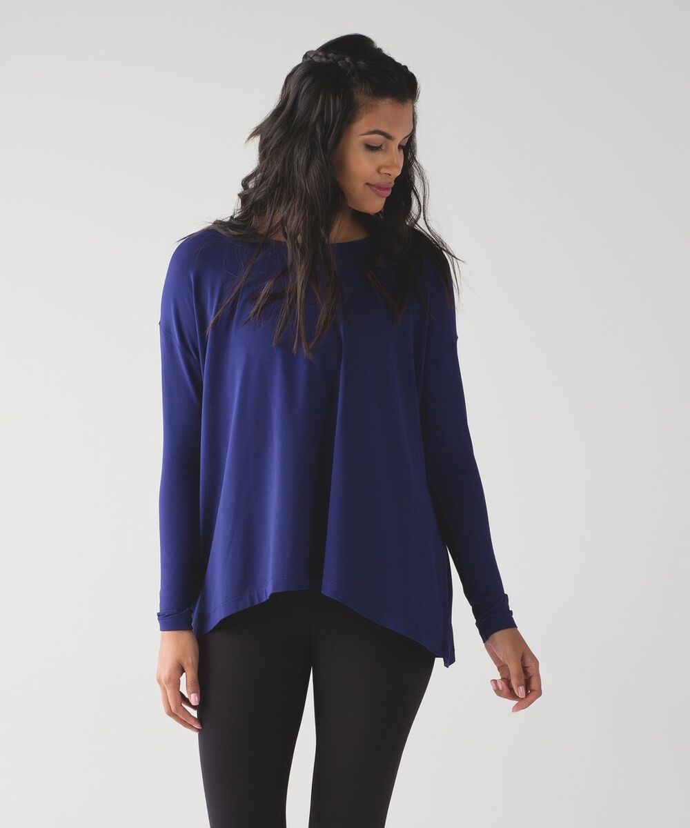 Lululemon City Bound Long Sleeve Oversized Shirt 4 Emperor Blue Rulu Fabric